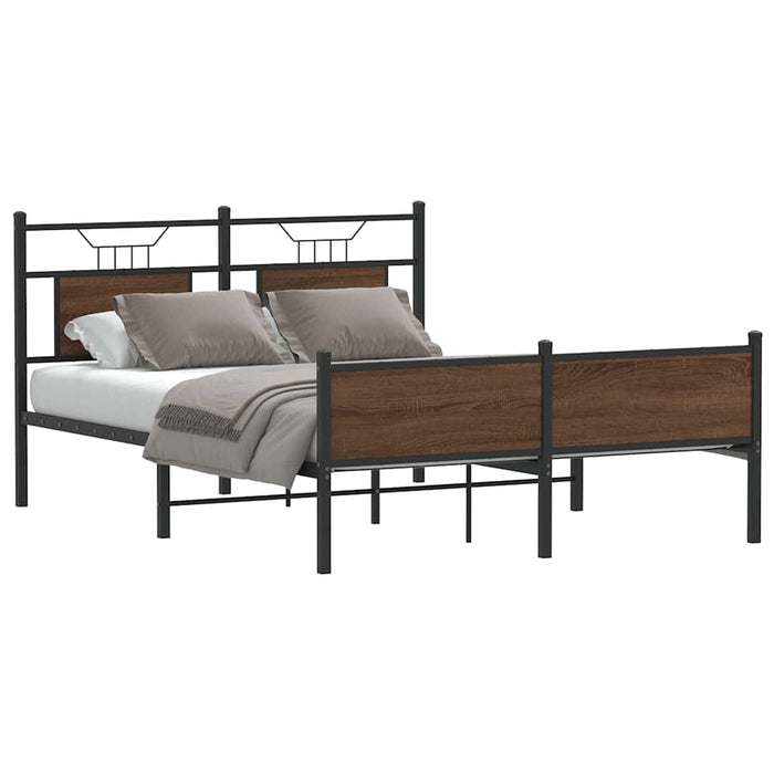 Cadru pat fără saltea stejar maro 150x200 cm lemn prelucrat WALTI