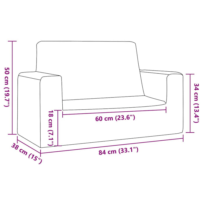 Canapea pentru copii cu 2 locuri, antracit, pluș moale - WALTI WALTI