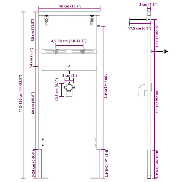 Suport de perete pentru baie albastru 50 x 17.5 x 136 cm Oțel - WALTI WALTI