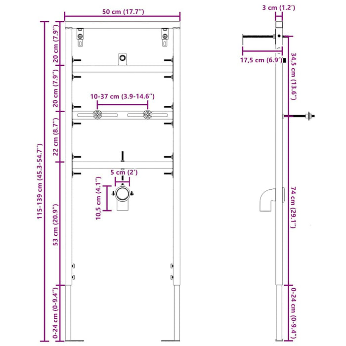 Suport de perete pentru baie albastru 50 x 17.5 x 136 cm Oțel - WALTI WALTI