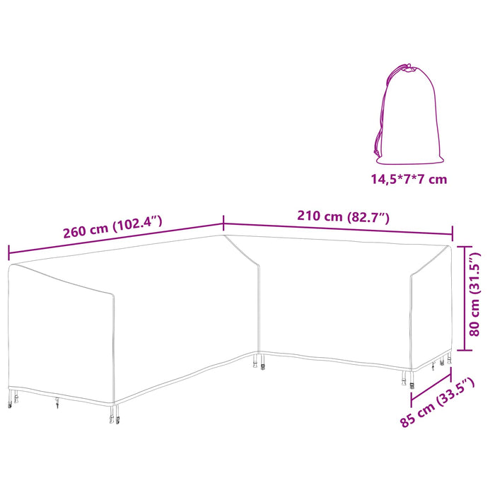 Husă pentru mobilă 260 x 210 x 80 cm Material Oxford 420D Negru - WALTI WALTI