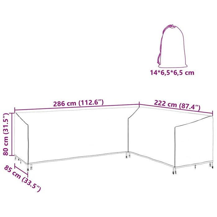 Husă pentru mobilier de exterior 286 x 222 x 80 cm - WALTI WALTI