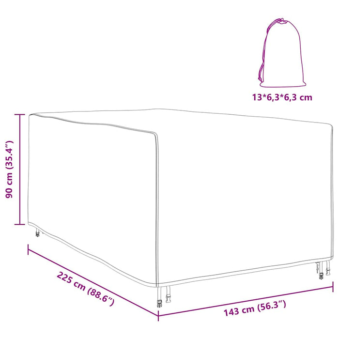Husă pentru mobilier de exterior Negru 143 x 225 x 90 cm 600D - WALTI WALTI