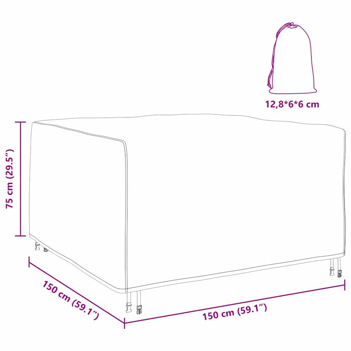 Husă pentru mobilier de exterior Negru 150 x 150 x 75 cm 210D - WALTI WALTI