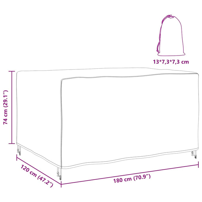 Husă pentru mobilier de exterior Negru 180 x 120 x 74 cm 210D - WALTI WALTI