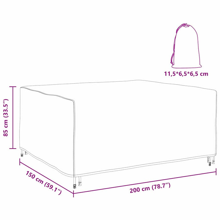 Husă pentru mobilier de exterior Negru 200 x 150 x 85 cm 600D - WALTI WALTI