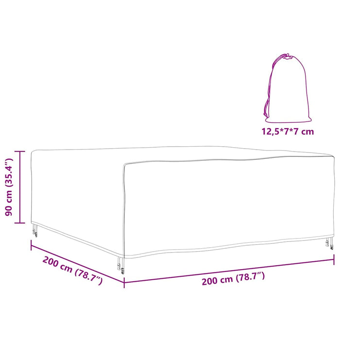 Husă pentru mobilier de exterior Negru 200 x 200 x 90 cm 600D - WALTI WALTI