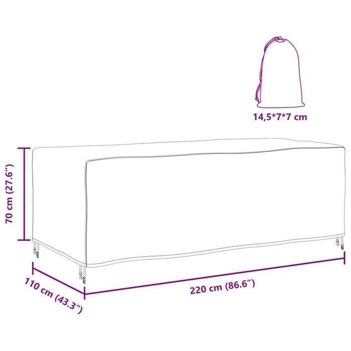 Husă pentru mobilier de exterior Negru 220 x 110 x 70 cm 600D - WALTI WALTI