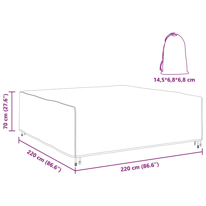 Husă pentru mobilier de exterior Negru 220 x 220 x 70 cm 600D - WALTI WALTI