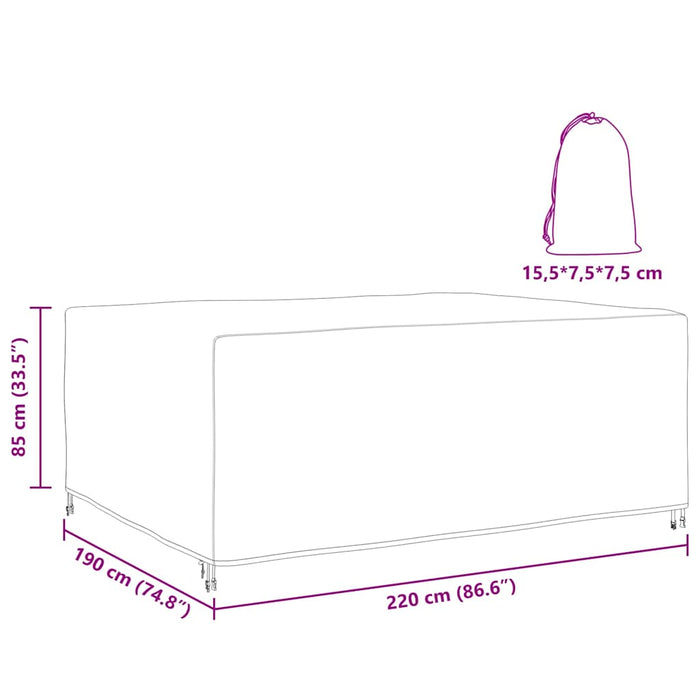 Husă pentru mobilier de exterior Negru 220 x 190 x 85 cm 600D - WALTI WALTI