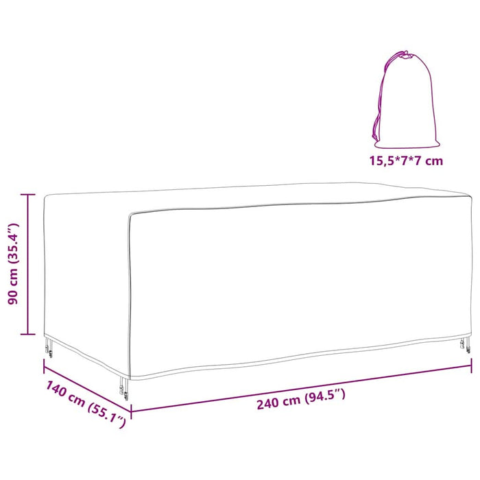 Husă pentru mobilier de exterior Negru 240 x 140 x 90 cm 210D - WALTI WALTI