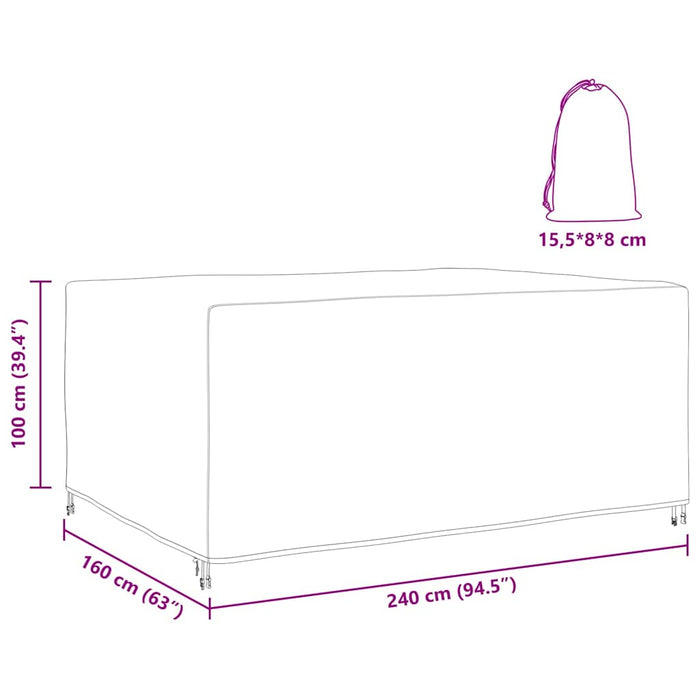 Husă pentru mobilier de exterior Negru 240 x 160 x 100 cm 210D - WALTI WALTI