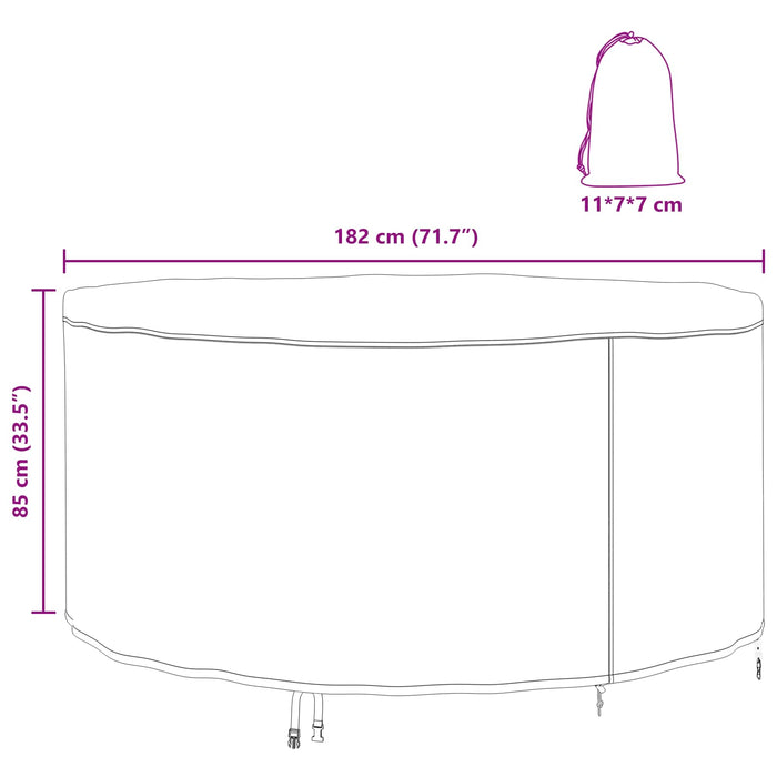 Husă pentru mobilă 182 x 182 x 85 cm Material Oxford 600D Negru WALTI