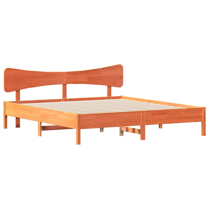 Cadru de pat fără saltea, maro ceruit 180x200 cm lemn masiv pin WALTI