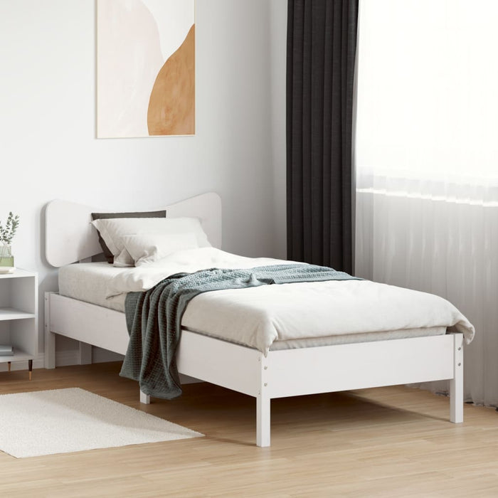 Cadru pat fără saltea, alb, 100x200 cm, lemn masiv pin WALTI