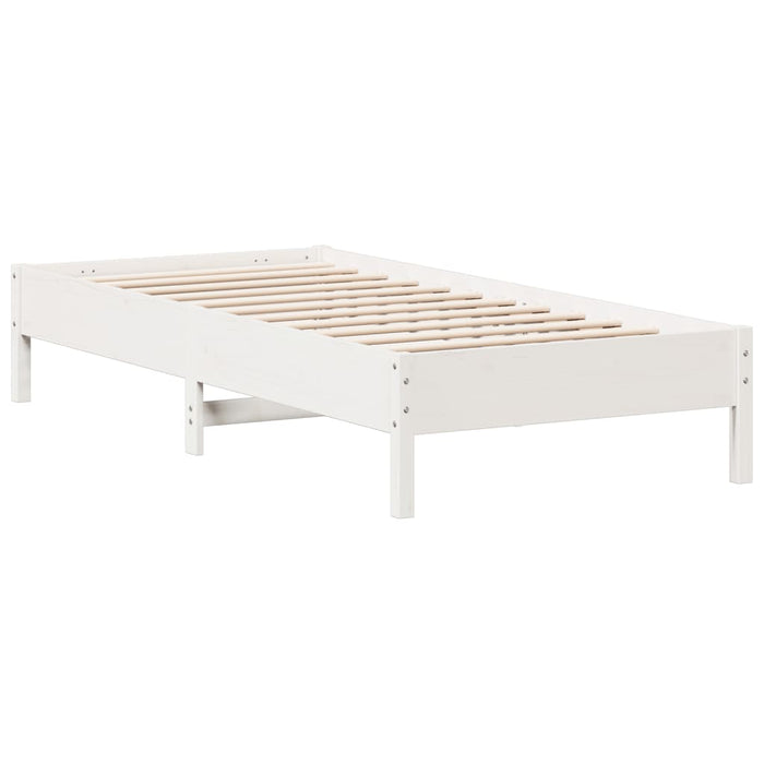 Cadru pat fără saltea, alb, 100x200 cm, lemn masiv pin WALTI