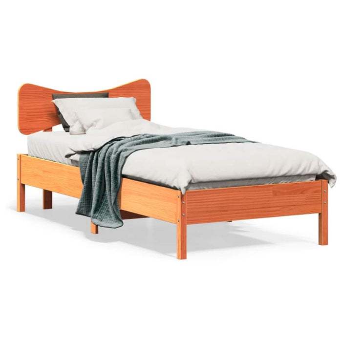 Cadru pat fără saltea, maro ceruit, 75x190 cm, lemn masiv pin - WALTI WALTI