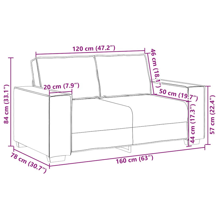 Canapea cu 2 locuri, gri nor, 160x78x84 cm, material textil WALTI
