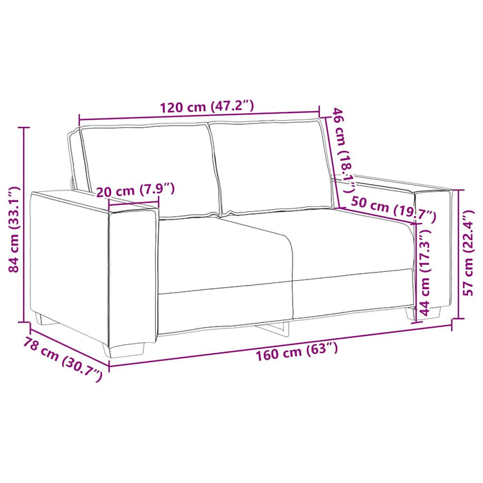Canapea cu 2 locuri, in, 160x78x84 cm WALTI