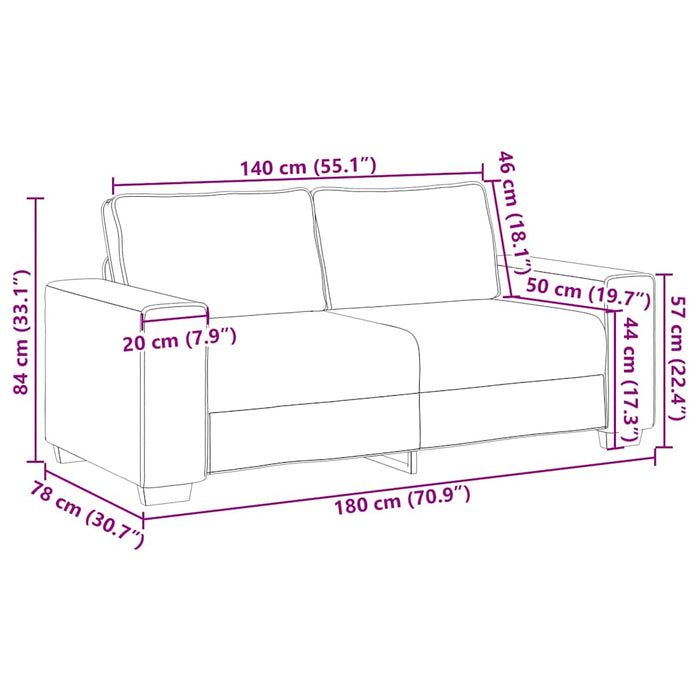Canapea cu 2 locuri, roșu vin, 180x78x84 cm, material textil WALTI