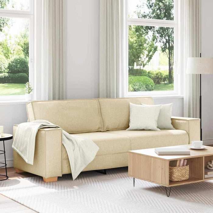Sofa cu 3 locuri Crem 220 cm țesătură WALTI