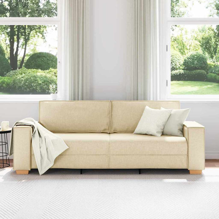 Sofa cu 3 locuri Crem 220 cm țesătură WALTI