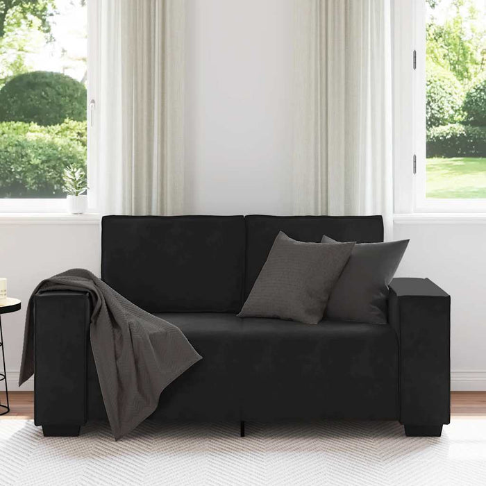 Canapea cu 2 locuri, negru, 160x78x84 cm, catifea WALTI