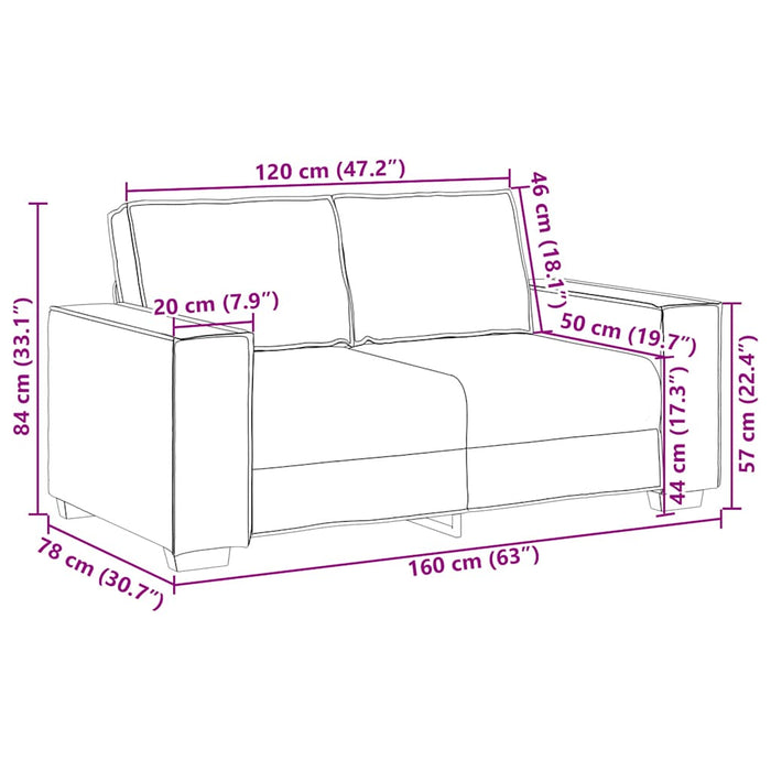 Canapea cu 2 locuri, crem, 160x78x84 cm, catifea - WALTI WALTI