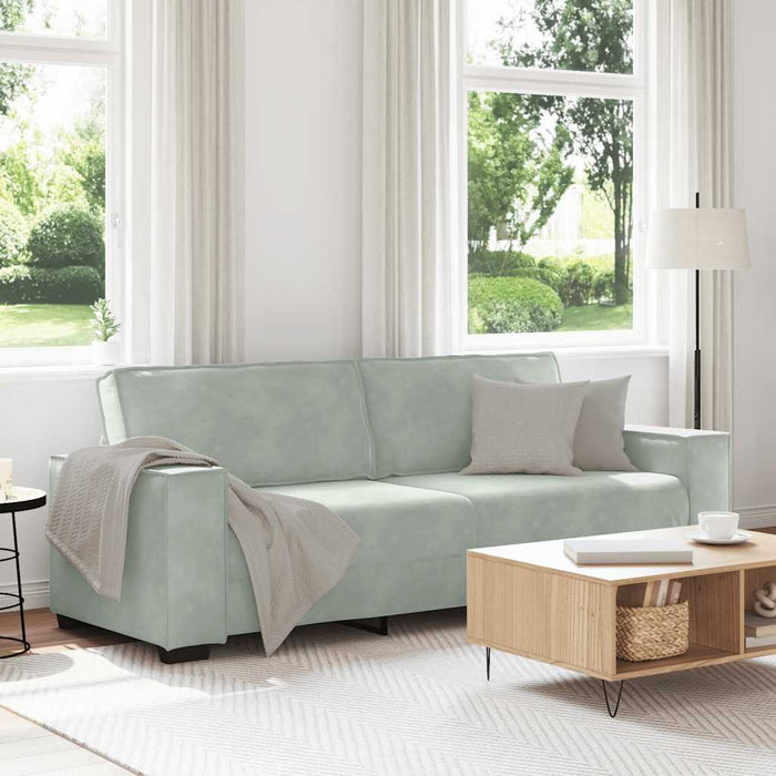 Canapea cu 3 locuri, gri deschis, material 220x78x84CM catifea WALTI