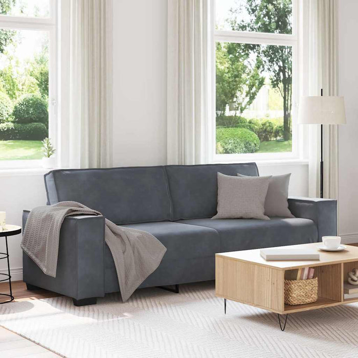 Canapea cu 3 locuri, gri închis, 220x78x84 cm, material catifea WALTI