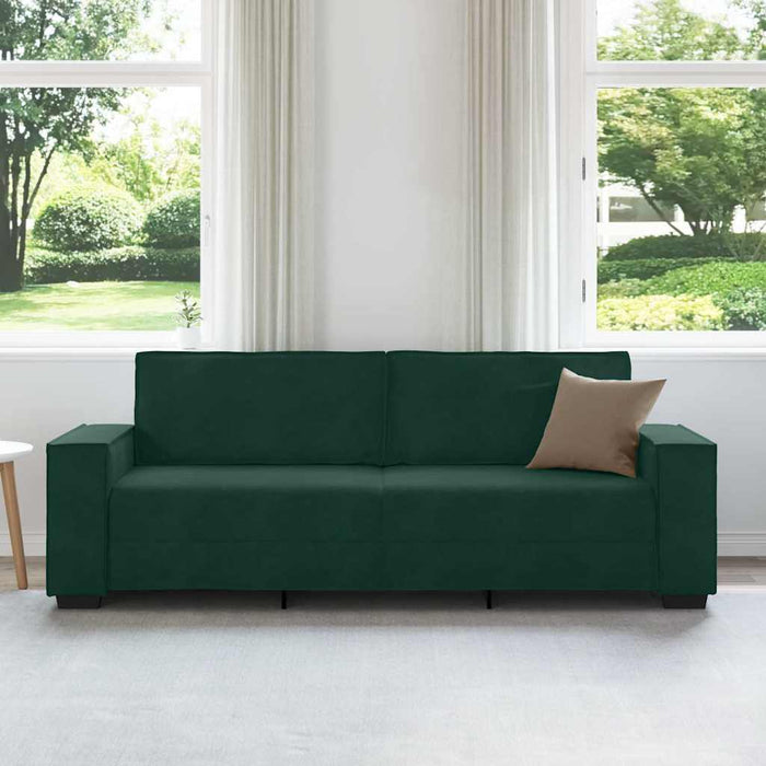 Canapea cu 3 locuri, verde închis, 220x78x84 cm, catifea WALTI