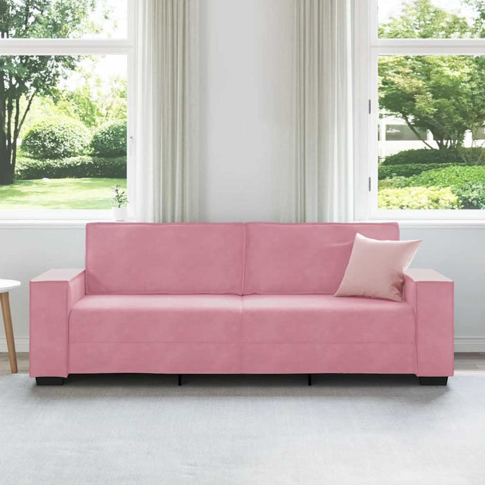 Canapea cu 3 locuri, roz, 220x78x84 cm, catifea WALTI