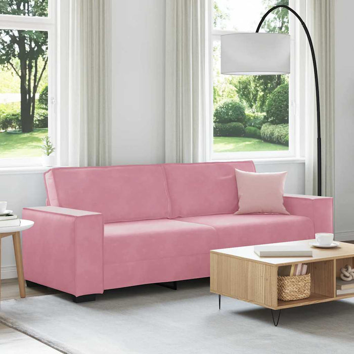Canapea cu 3 locuri, roz, 220x78x84 cm, catifea WALTI