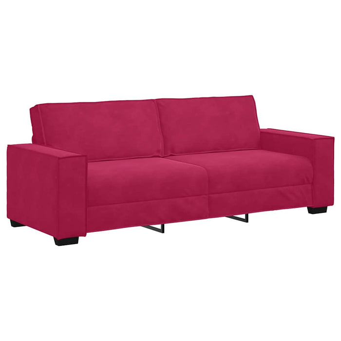 Canapea cu 3 locuri, roșu vin, 220x78x84 cm, material catifea WALTI
