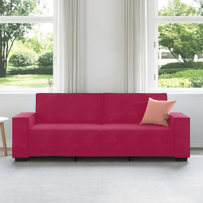 Canapea cu 3 locuri, roșu vin, 220x78x84 cm, material catifea WALTI