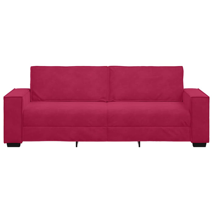 Canapea cu 3 locuri, roșu vin, 220x78x84 cm, material catifea WALTI
