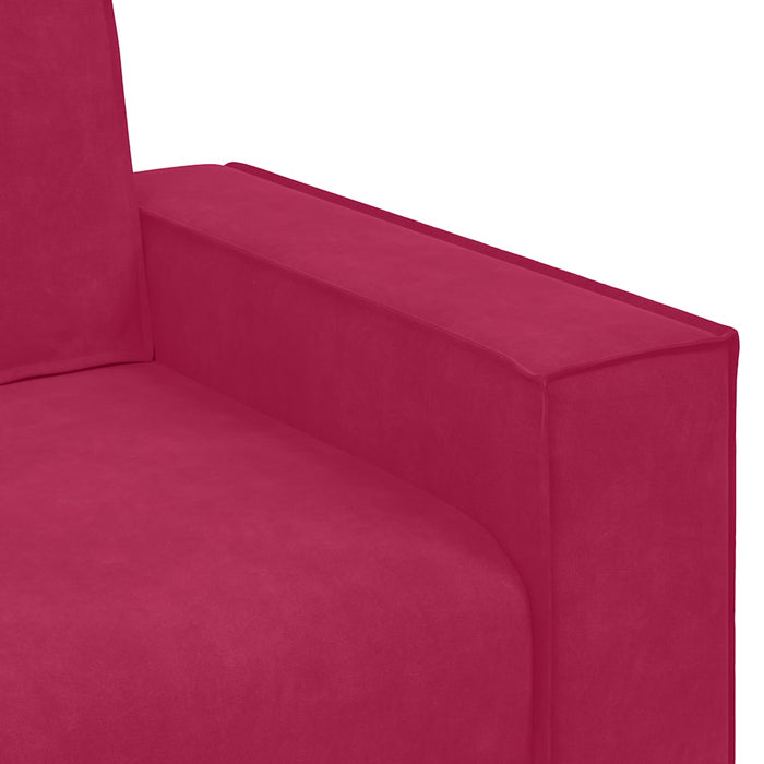 Canapea cu 3 locuri, roșu vin, 220x78x84 cm, material catifea WALTI