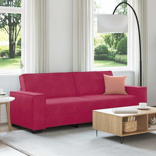 Canapea cu 3 locuri, roșu vin, 220x78x84 cm, material catifea - WALTI WALTI