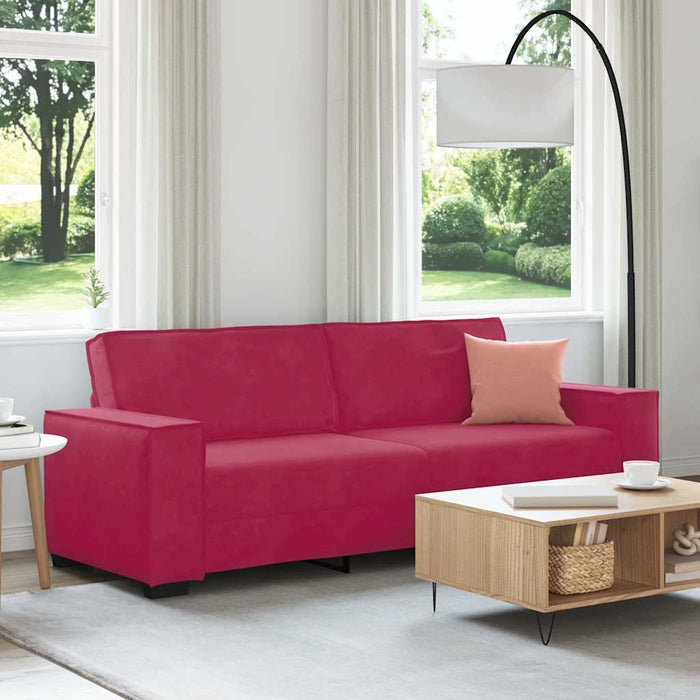 Canapea cu 3 locuri, roșu vin, 220x78x84 cm, material catifea WALTI