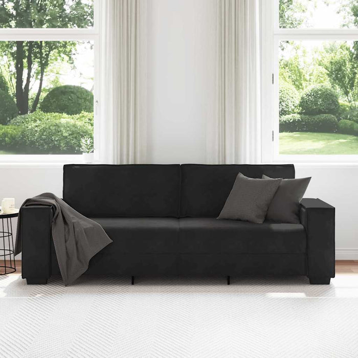 Canapea cu 3 locuri, Negru, 220x78x84 cm, catifea WALTI
