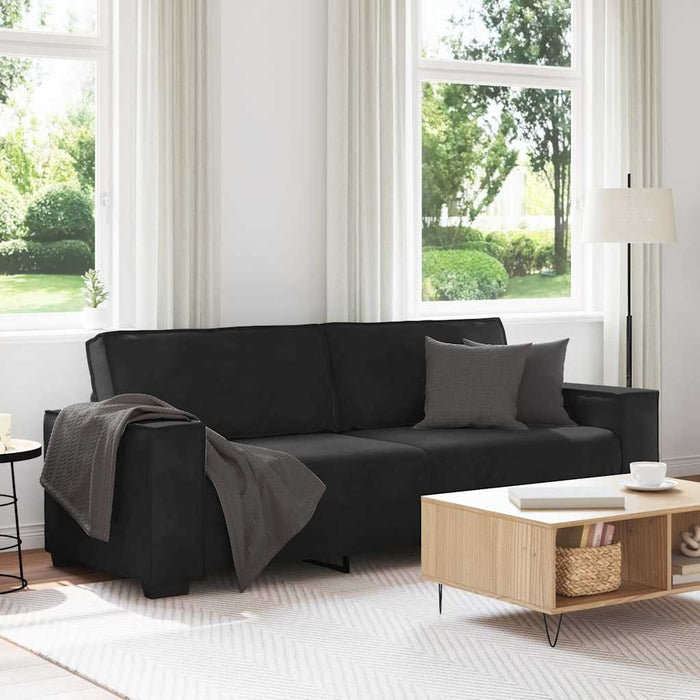 Canapea cu 3 locuri, Negru, 220x78x84 cm, catifea WALTI