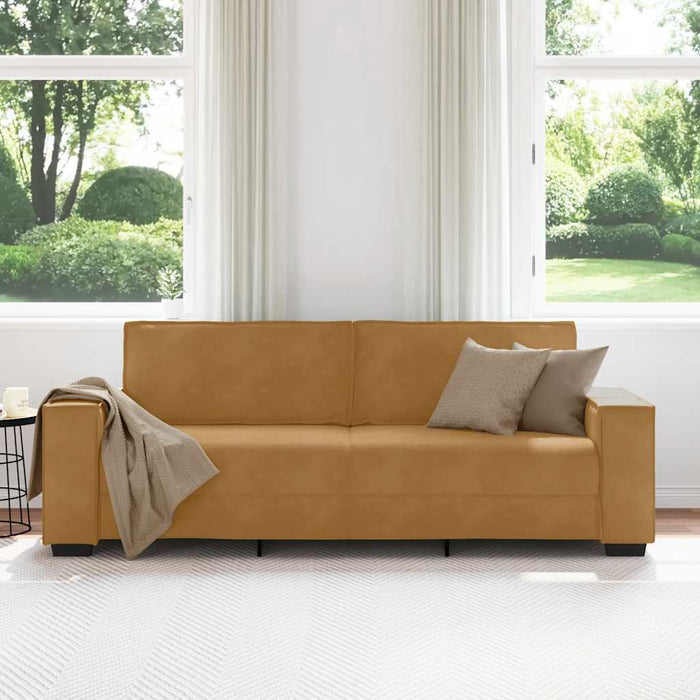 Canapea cu 3 locuri, Maro, 220x78x84 cm, catifea WALTI