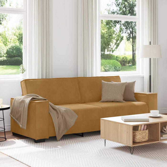 Canapea cu 3 locuri, Maro, 220x78x84 cm, catifea WALTI