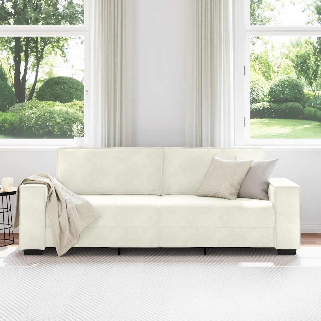 Canapea cu 3 locuri, crem, 180 cm, catifea - WALTI