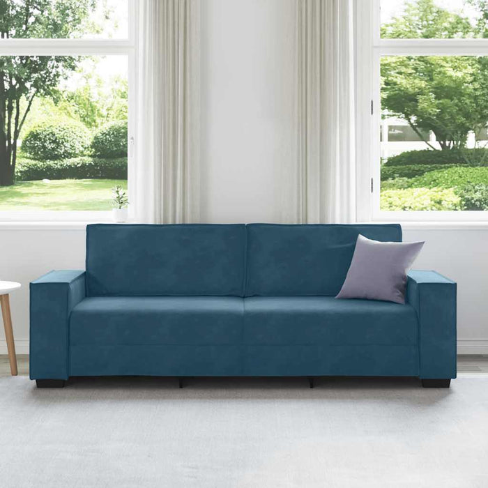 Canapea cu 3 locuri, albastru, 220x78x84 cm, catifea WALTI