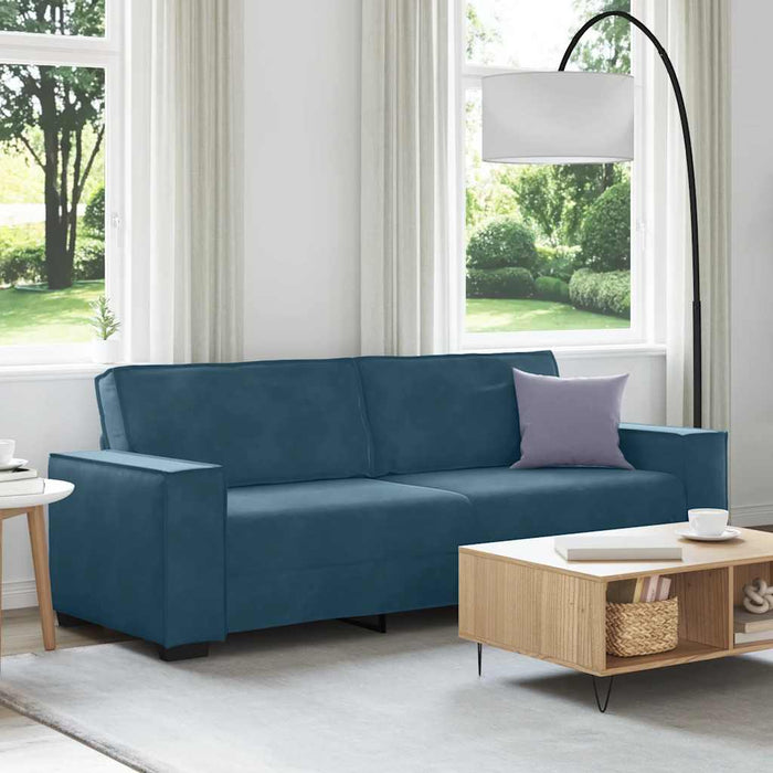 Canapea cu 3 locuri, albastru, 220x78x84 cm, catifea WALTI