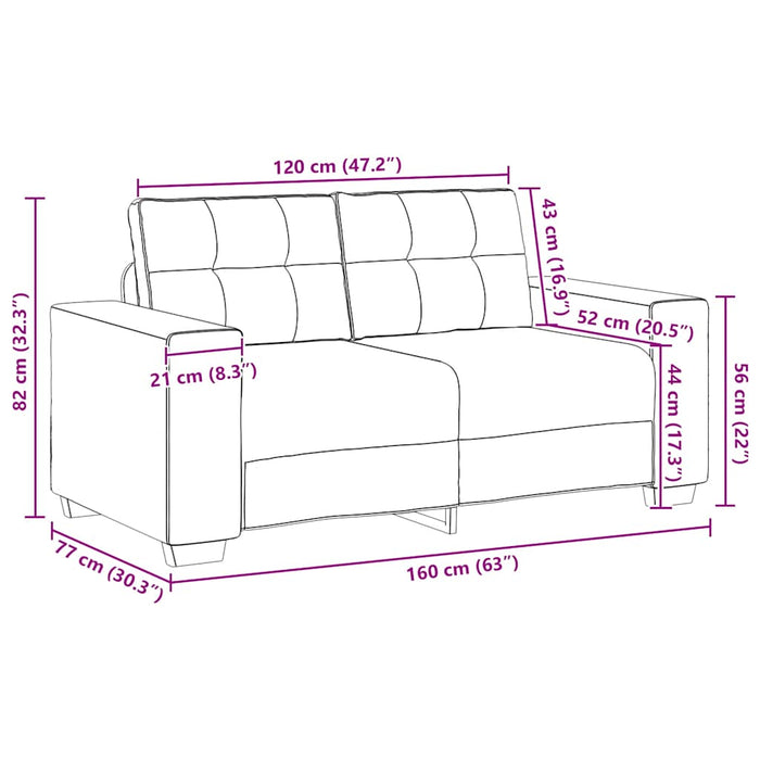 Canapea Loveseat Negru 160x77x82 cm Stofa WALTI