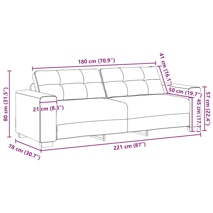 Canapea cu 3 locuri, gri închis, 220x78x80 cm, material textil - WALTI WALTI