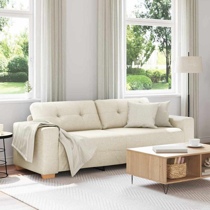 Sofa cu 3 locuri Bej 220 cm Material textil din in WALTI