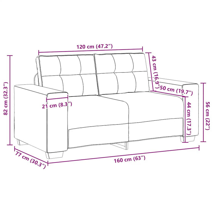 Canapea loveseat neagră 160x77x82 cm catifea WALTI